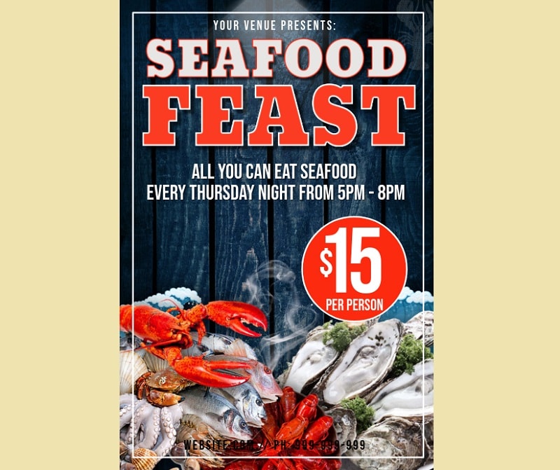mẫu poster nhà hàng ẩm thực hải sản đẹp